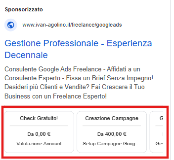 Asset Google Ads - Asset prezzo